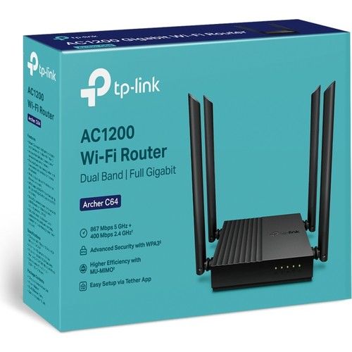 TP-LINK ARCHER C64 / AC1200 1300MBPS 4 PORT 4 ANTEN ROUTER