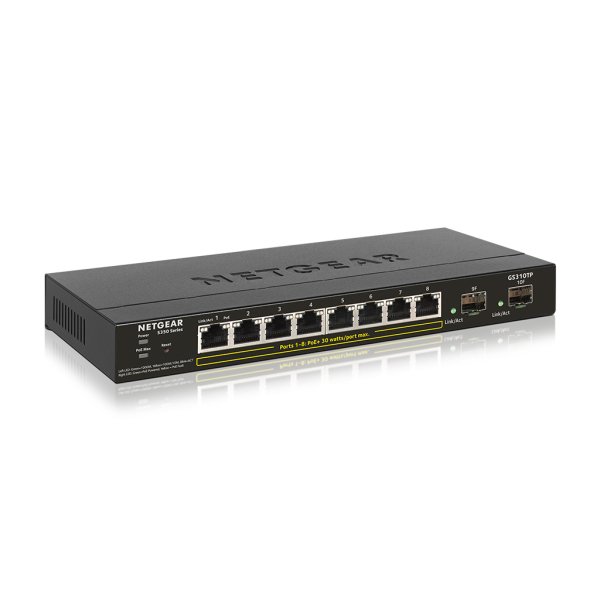 NetGear GS310TP-100EUS 8 Portlu 10/100/1000 Gigabit 2 dahili SFP portu, 8 port PoE+ (55W)