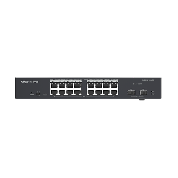 Reyee RG-ES218GC-P 16 Portlu, 10/100/1000 Gigabit, Yönetilebilir Switch, 2 SFP, 16 Port PoE+ (240W)