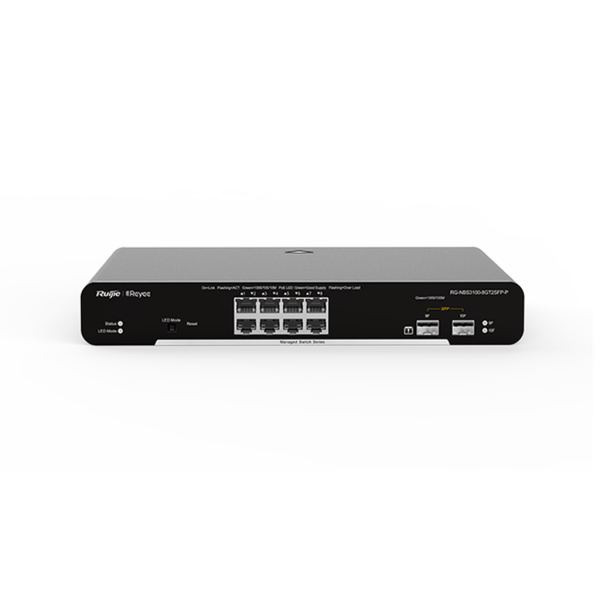 Reyee RG-NBS3100-8GT2SFP-P 8 Portlu, 10/100/1000 Gigabit, L2 Yönetilebilir Switch, 2 SFP, 8 Port PoE+ (125W)