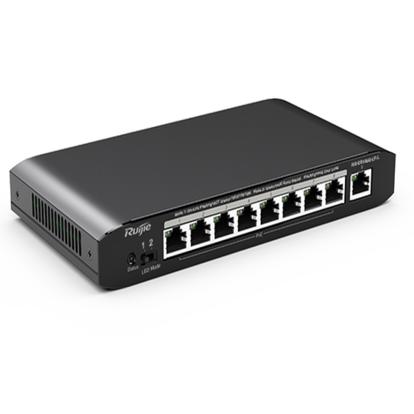 Reyee RG-ES109G-LP-L 9 Portlu, 10/100/1000 Gigabit, Tak Çalıştır Switch, 8 Port PoE+ (54W)