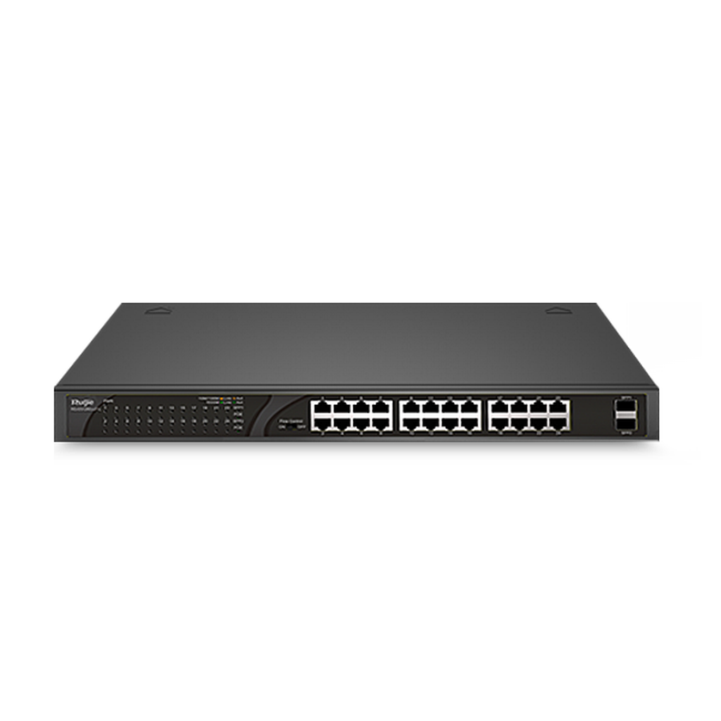 Reyee RG-ES126G-LP-L 24 Portlu, 10/100/1000 Gigabit, Tak Çalıştır Switch, 2 SFP, 24 Port PoE+ (180W)