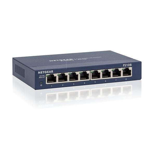 NetGear FS108PEU 8 Portlu 10/100 Fast Ethernet Switch - 4 Port PoE (53W)