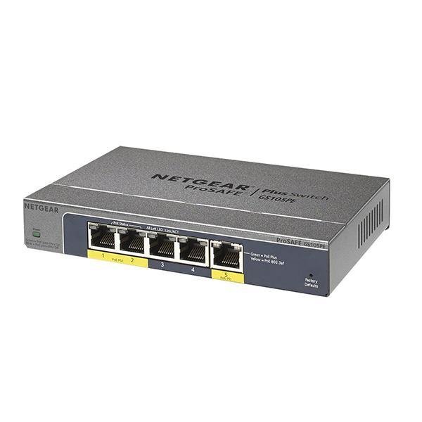 NetGear GS105PE-10000S 5 Portlu 10/100/1000 Gigabit PoE pass through Tak Çalıştır Switch