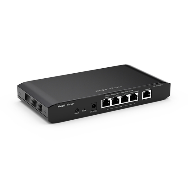 Reyee RG-EG105G-P 5 Portlu Router, Web Yönetilebilir, 2 WANs, 100 Kullanıcı, 4 Port PoE(54W), 300Mbps