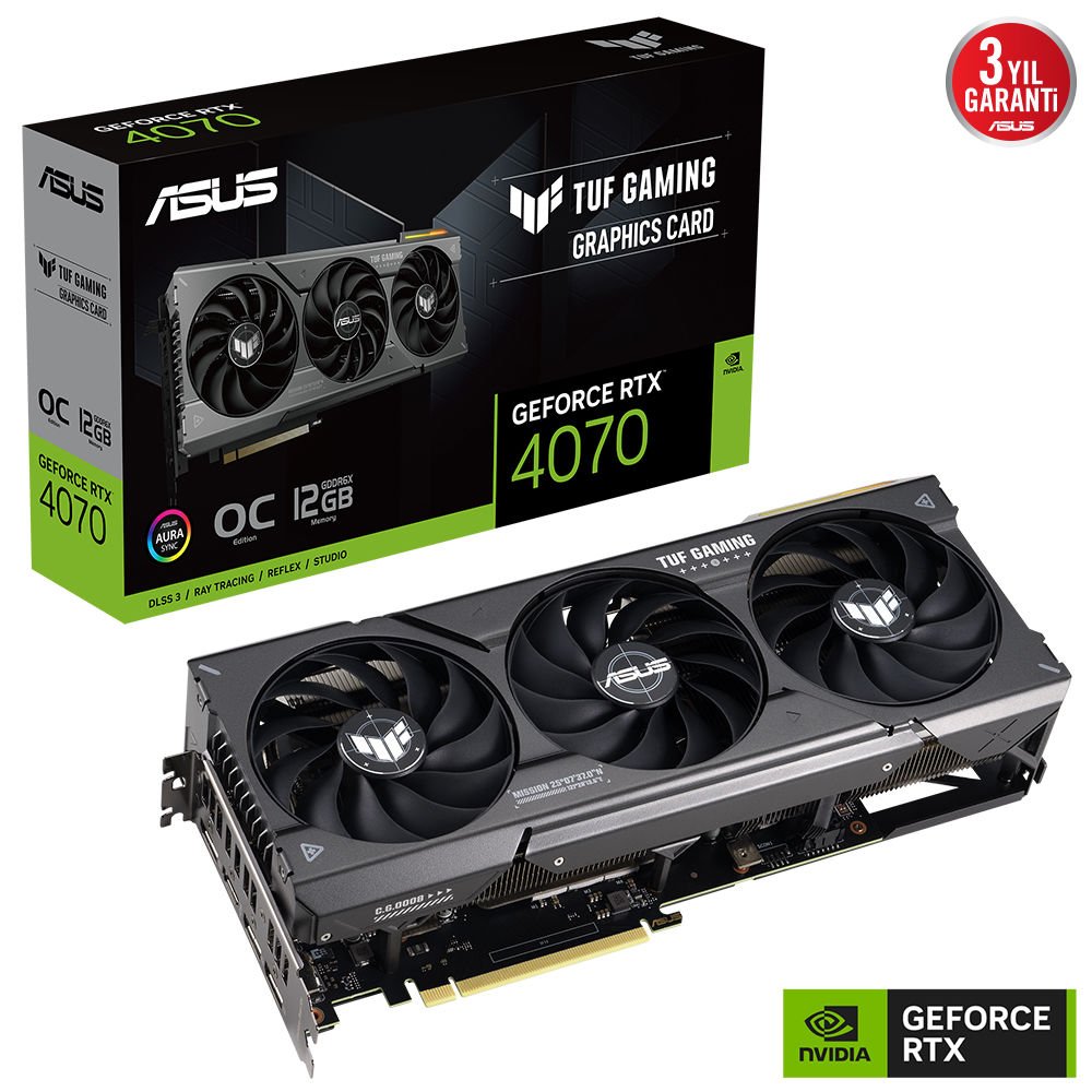 ASUS TUF-RTX4070-O12G-GAMING RTX4070 12GB GDDR6X 192Bit 3xDP/1xHDMI PCI-E 4.0