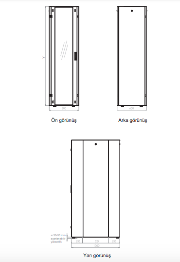 Lande Proline 400 Serisi LN-HL26U6010-BL-B 26U 600x1000 Dikili Tip Kabinet