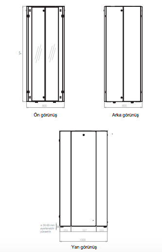 Lande Proline 400 Serisi LN-HL42U8010-BL-B 42U 800x1000 Dikili Tip Kabinet