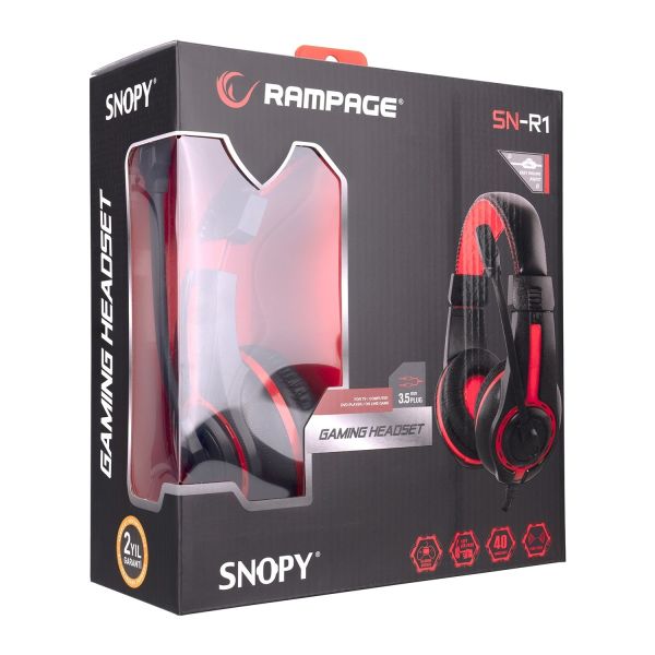 RAMPAGE SN-R1 SİYAH/KIRMIZI MİKROFONLU KULAKLIK 3,5 MM SOKET