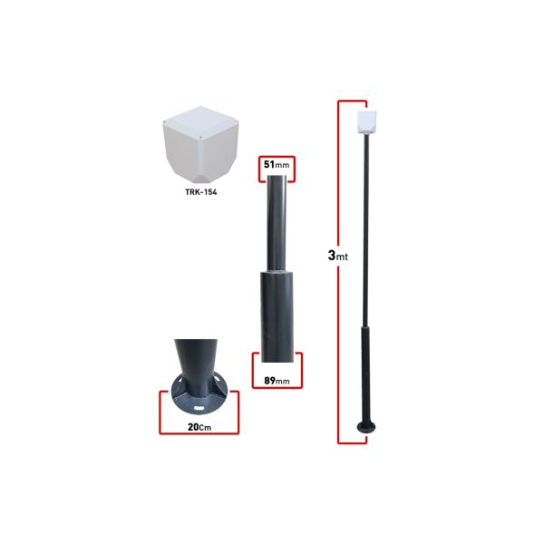 TRK 3 METRE 89x51x2MM  (+TRK-154 KÜP İLE BİRLİKTE) KAMERA DİREK 7016 DÜZ MAT ANTRASİT FIRIN BOYALI