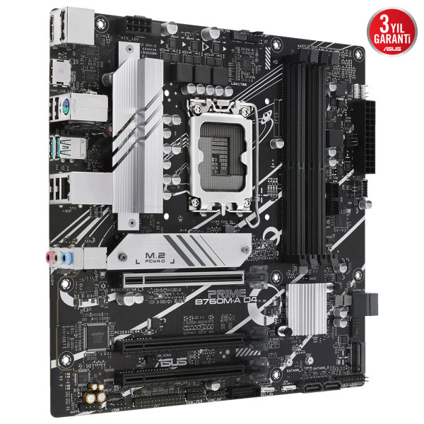 ASUS PRIME B760M-A D4 CSM Intel B760 LGA1700 DDR4 5333 DP HDMI 2x M2 USB3.2 AURA RGB 2.5Gbit LAN mATX ASUS 5X PROTECTION III Armoury Crate AI Suite 3 Asus Control Center Express Hediyelİ