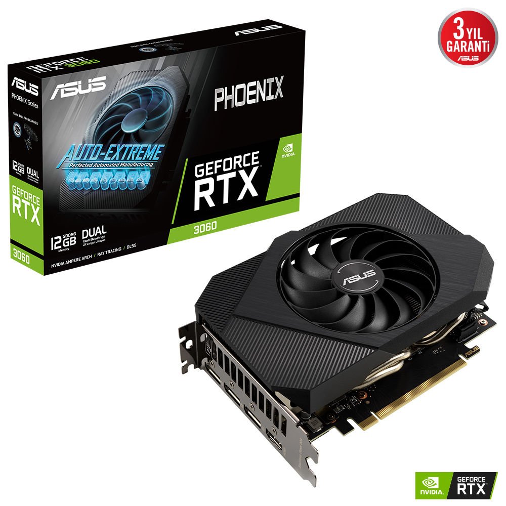 ASUS PH-RTX3060-12G-V2 PHOENIX RTX3060 V2 12GB GDDR6 192Bit 3xDP/1xHDMI PCI-E 4.0 DX12