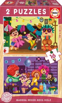 Educa Puzzle Costumes 2 X 16 Parça Ahşap Puzzle