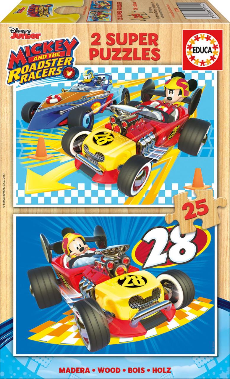 Educa Puzzle Mickey And Roadster Racers 2 x 25 Parça Ahşap Puzzle