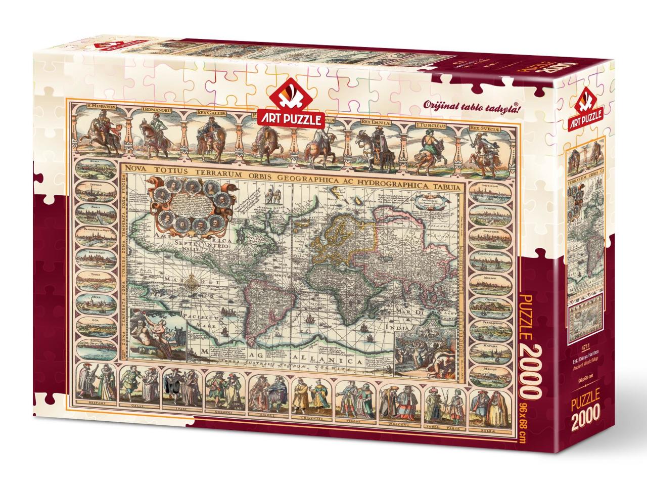 Art Puzzle Eski Dünya Haritası 2000 Parça Puzzle