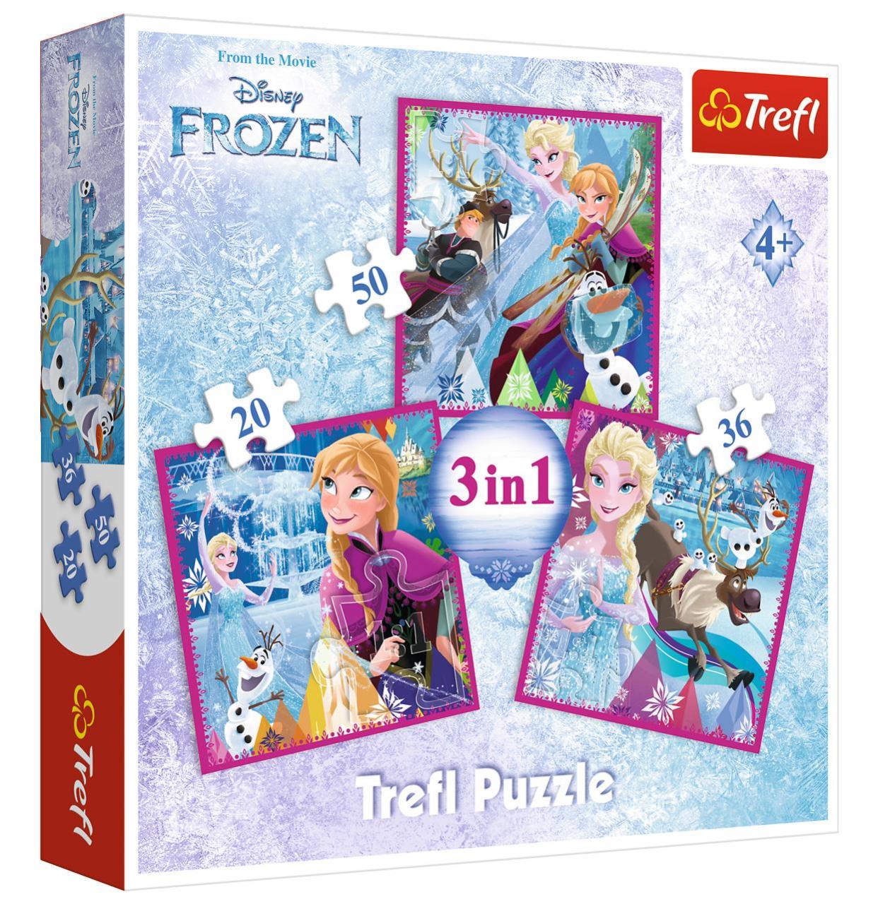 Trefl Puzzle Frozen Winter Magic 3'lü 20+36+50 Parça Yapboz