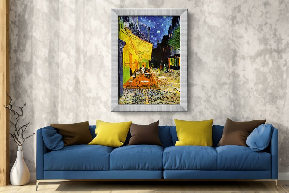 Art Tablo Kafe Terasta Gece 68 x 48 cm Çerçeveli Tablo