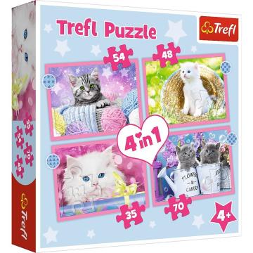 Trefl Puzzle Fun Cats 4 in 1 Çocuk Puzzle (35+48+54+70 Parça)