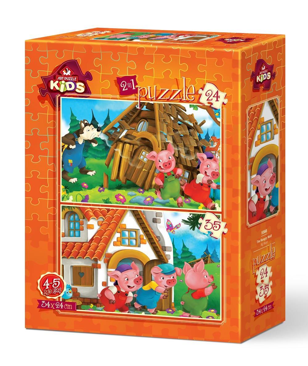 Art Çocuk Puzzle Aç Kurt 24+35 Parça Puzzle