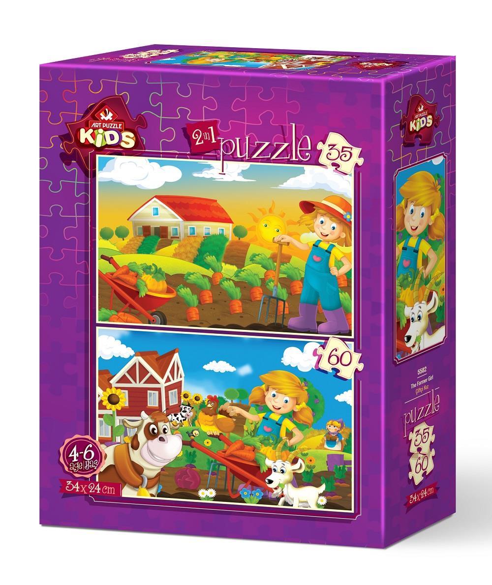 Art Çocuk Puzzle Çiftçi Kız 35+60 Parça Puzzle