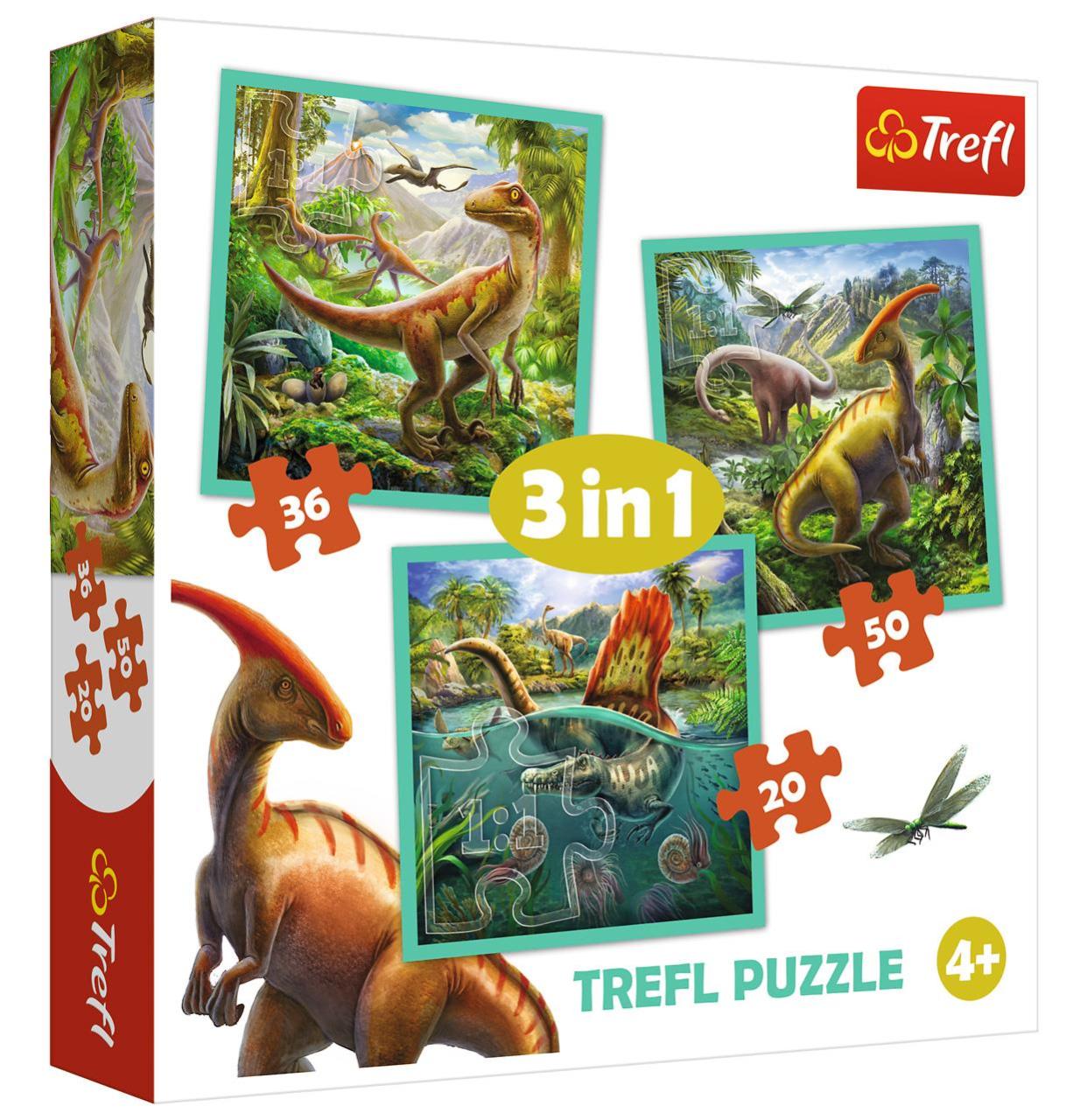 Trefl Puzzle World Of Dinosaur 3'lü 20+36+50 Parça Yapboz