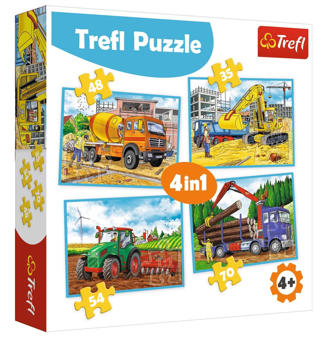 Trefl Puzzle Large Construction Machines 4'lü 35+48+54+70 Parça Yapboz