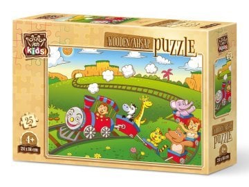 Art Kids Hayvanlar Treni 25 Parça Ahşap Puzzle