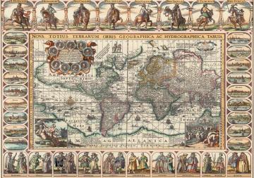 Art Puzzle Eski Dünya Haritası 1000 Parça Yapılmış Puzzle(68 x 48 cm)