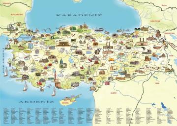 Art Puzzle Türkiye Kültür Haritası 260 Parça Yapılmış Puzzle(48 x 34 cm)