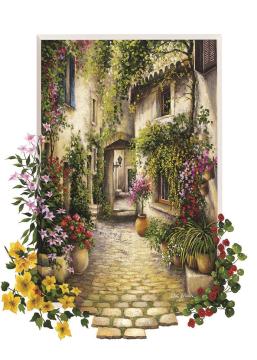Art Puzzle Çiçekli Ara Sokak 500 Parça Yapılmış Puzzle(48 x 34 cm)