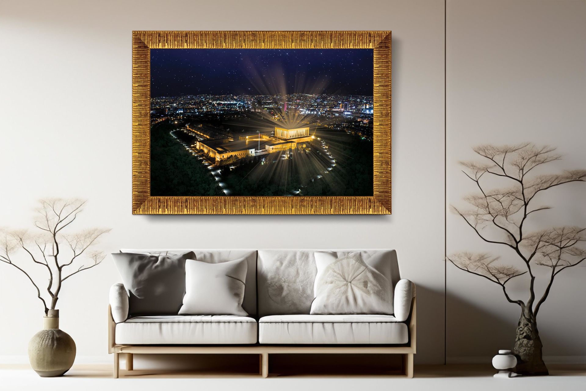 Art Tablo Anıtkabir Neon 68 x 48 cm Çerçeveli Tablo