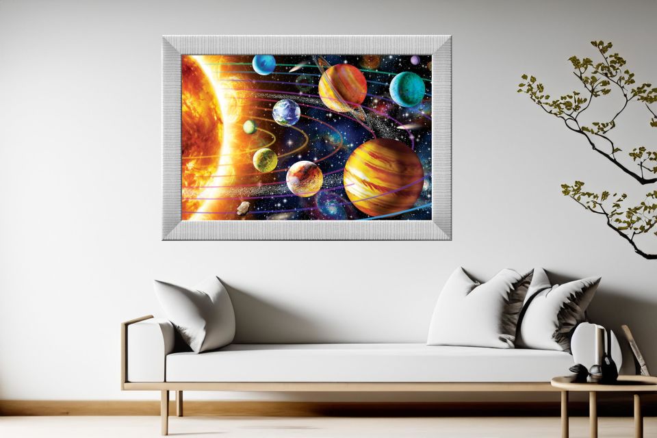 Art Tablo Güneş Sistemi Neon 68 x 48 cm Çerçeveli Tablo