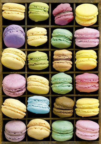 68 x 48 cm Platin Çerceveli Macarons Yapılmış Puzzle(68 x 48 cm)