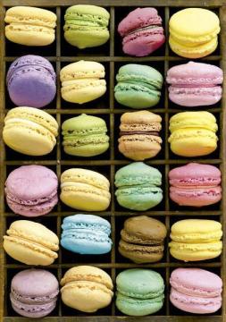 68 x 48 cm Platin Çerceveli Macarons Yapılmış Puzzle(68 x 48 cm)