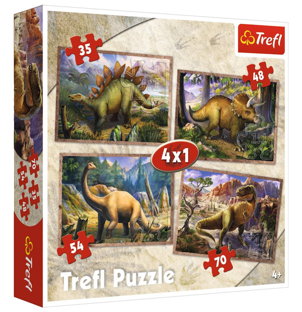 Trefl Puzzle Dinosaurs 4'lü 35+48+54+70 Parça Yapboz