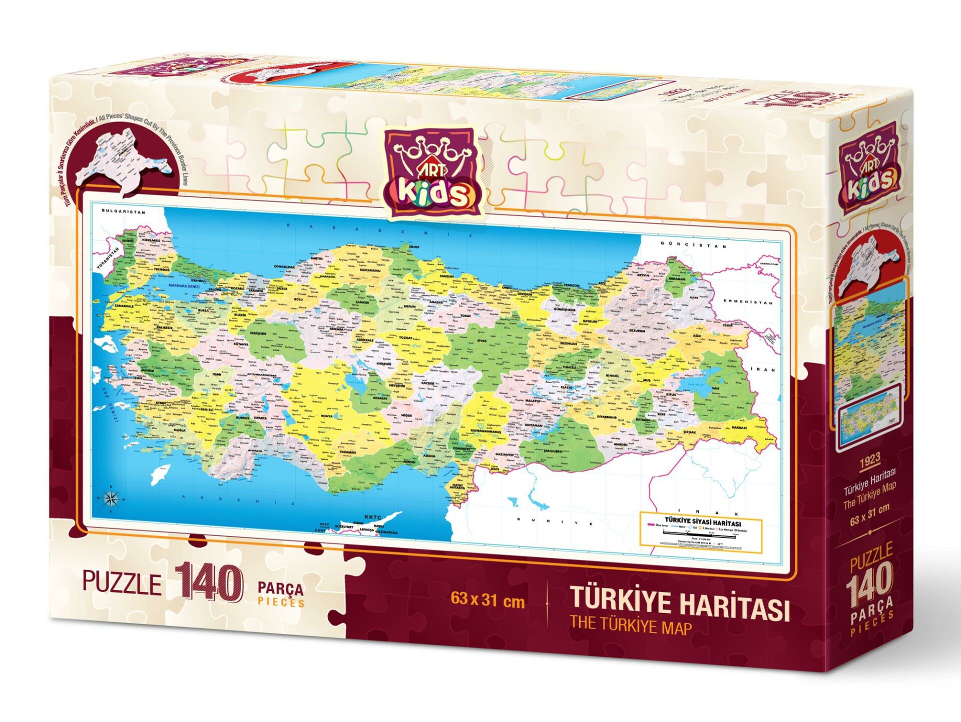 Art Çocuk Türkiye Siyasi Haritası 140 Parça Puzzle