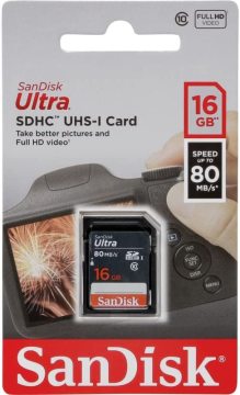 Sandisk 16 GB Micro SDHC Ultra class10 UHS - I u1 - 80 MB/s 320x Hafıza Kartı