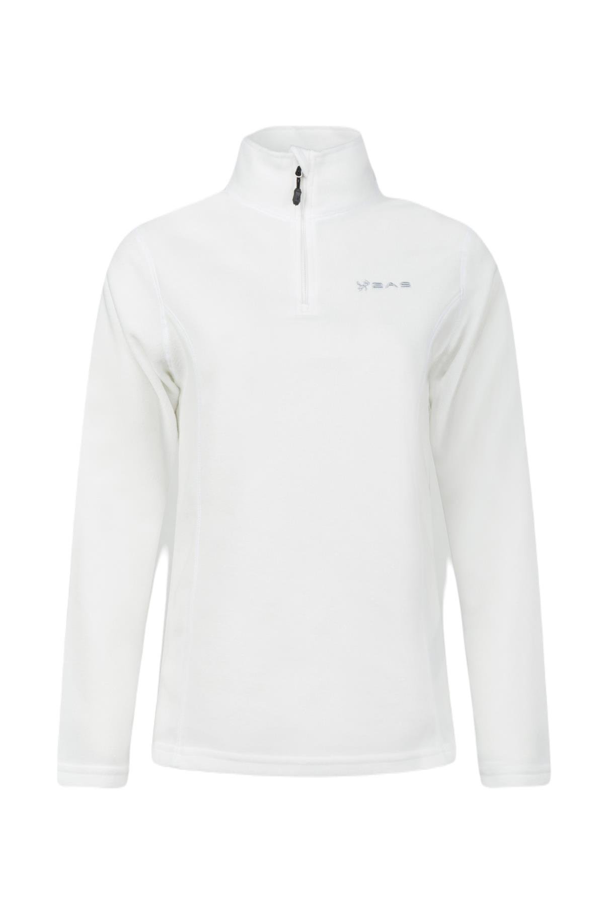 2AS Pinna Yarım Fermuarlı Kadın Polar Sweatshirt Beyaz
