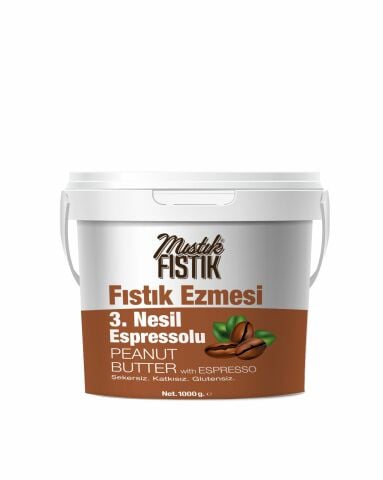 MF 3. Nesil Espressolu 1 Kg Fıstık Ezmesi (Şekersiz - Katkısız - Glutensiz)