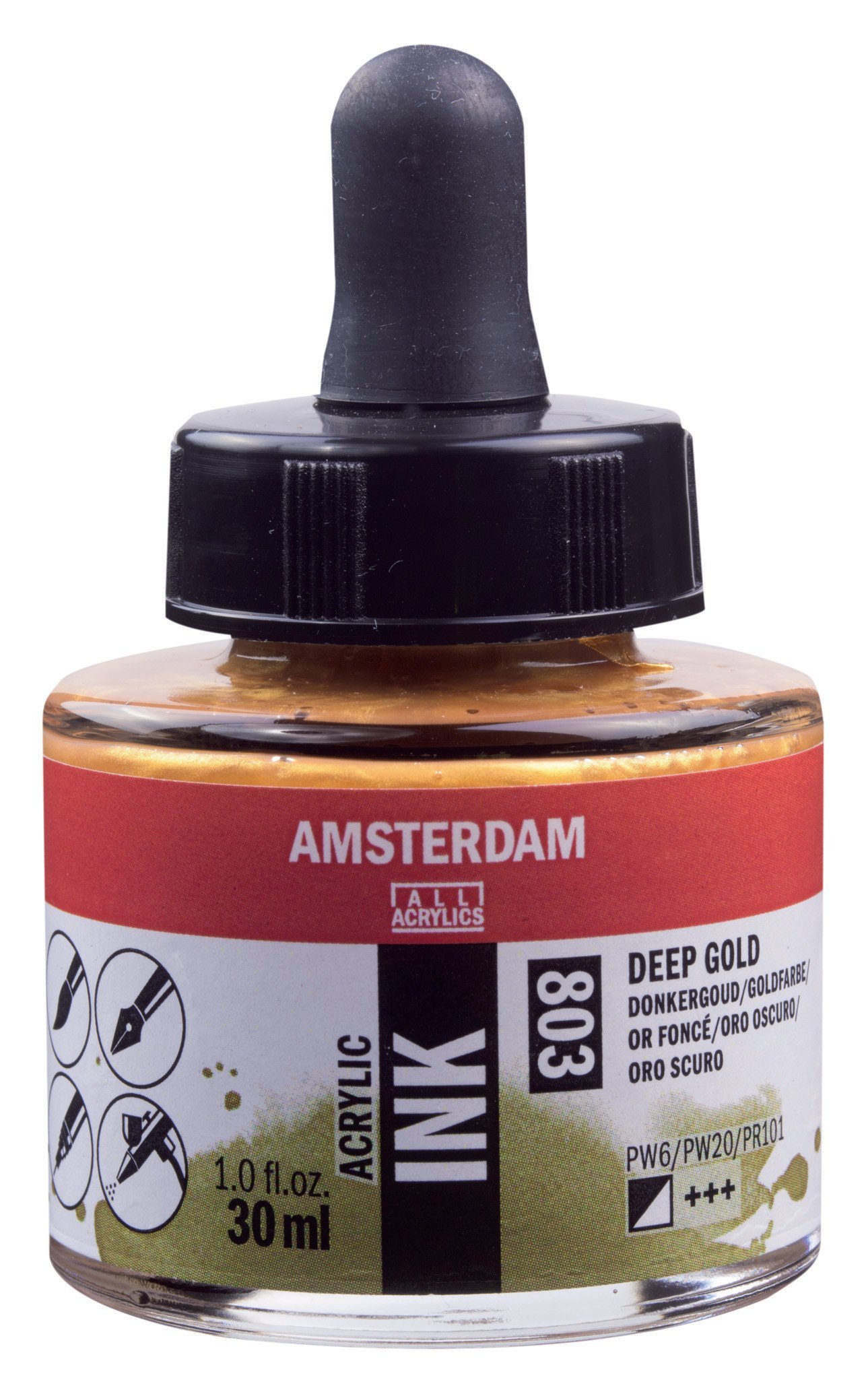 Amsterdam Sıvı Akrilik Mürekkep Boya 30ml 803-Deep Gold