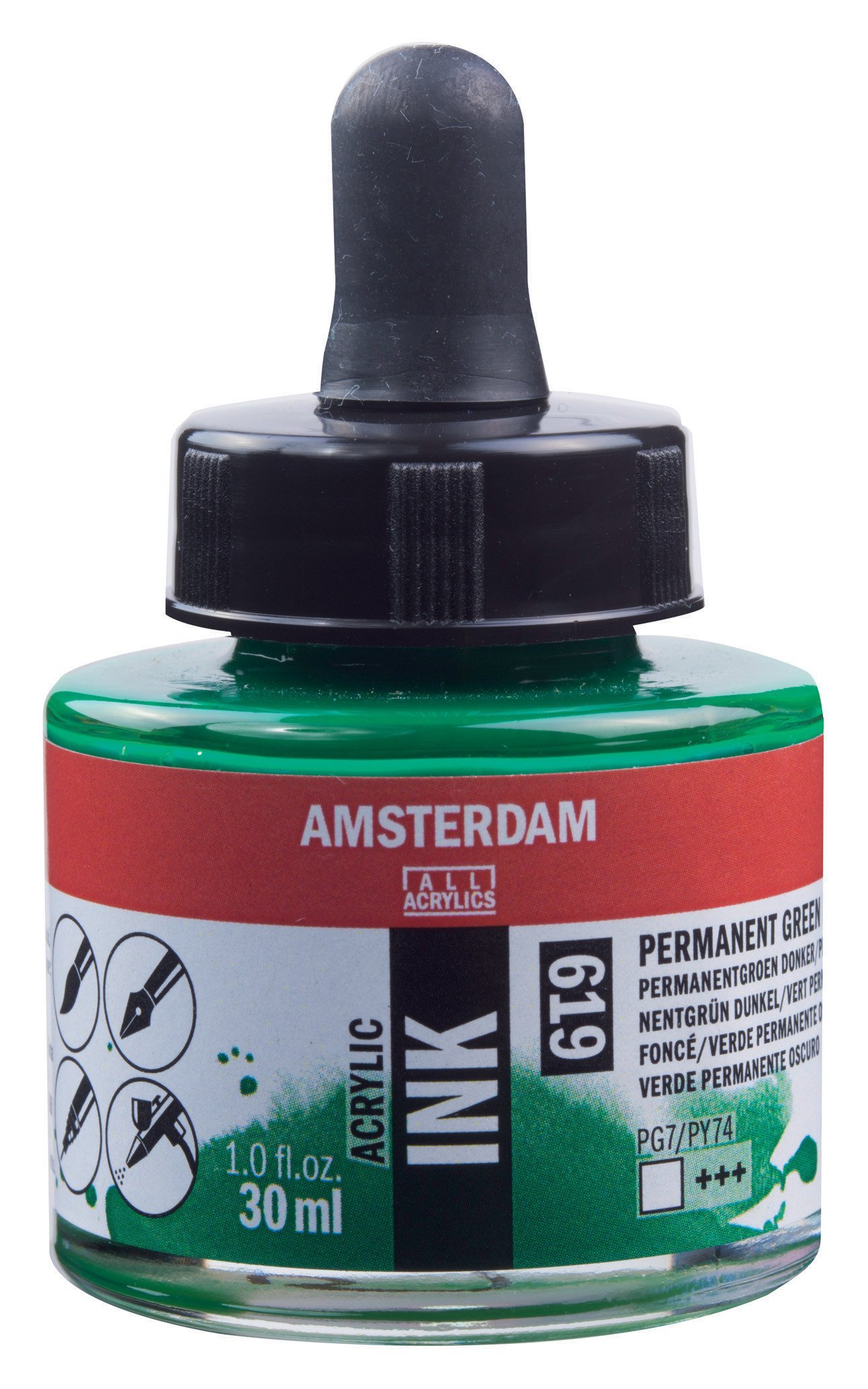 Amsterdam Sıvı Akrilik Mürekkep Boya 30ml 619 Permanent Green Deep
