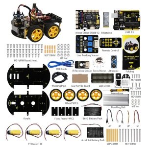 Keyestudio 4WD Multi BT Robot Araç Kiti Yükseltilmiş V2.0 / Arduino Robot Stem için / Programlama Robotu Araba / DIY Kiti