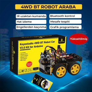 Keyestudio 4WD Multi BT Robot Araç Kiti Yükseltilmiş V2.0 / Arduino Robot Stem için / Programlama Robotu Araba / DIY Kiti