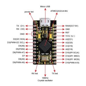 Keyestudio Pro Micro 5V 16MHZ Geliştirme Kartı