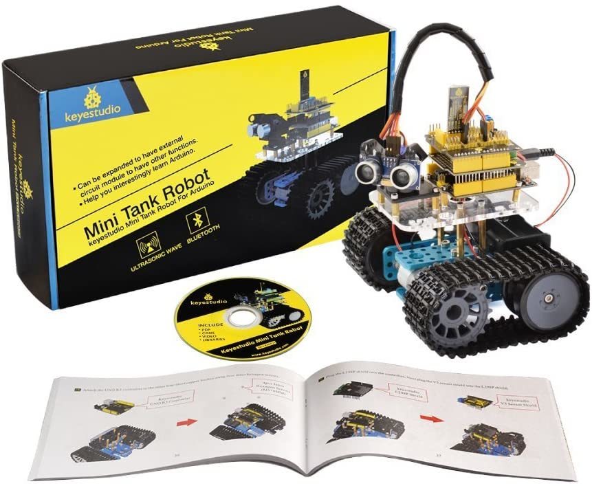 Keyestudio DIY Mini Tank Akıllı Robot Araç Kiti / Arduino Robot Eğitim Programlama için