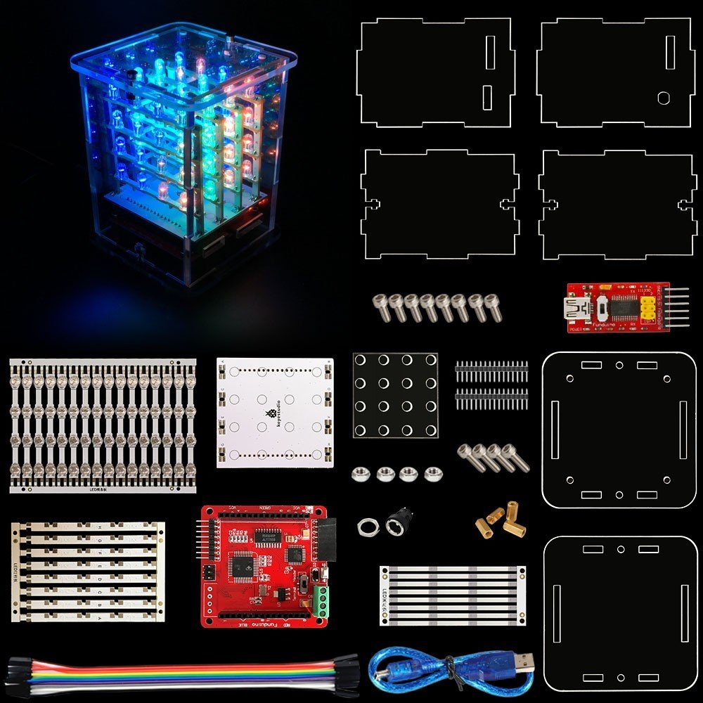 Keyestudio 4*4*4 RGB LED Küpü Başlangıç Kiti - Arduino Projesi İçin