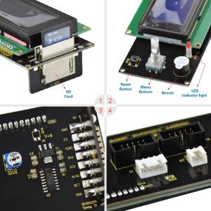 Keyestudio LCD2004 SD Kart Yuvalı 3D Modülü + Arduino / 3D Yazıcı için 30cm Kablo