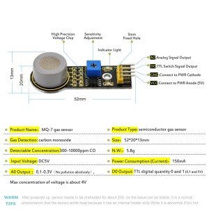 Keyestudio MQ-7 Karbon Monoksit Gaz Sensörü