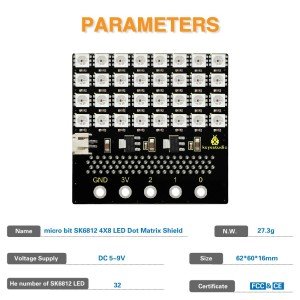Keyestudio BBC Micro:Bit SK6812 4x8 LED Matrix Shield