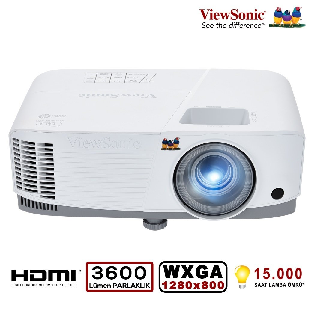 VIEWSONIC PA503W DLP WXGA 1280X800 3600AL HDMI 3D 22.000:1 HOPARLÖR PROJEKSİYON